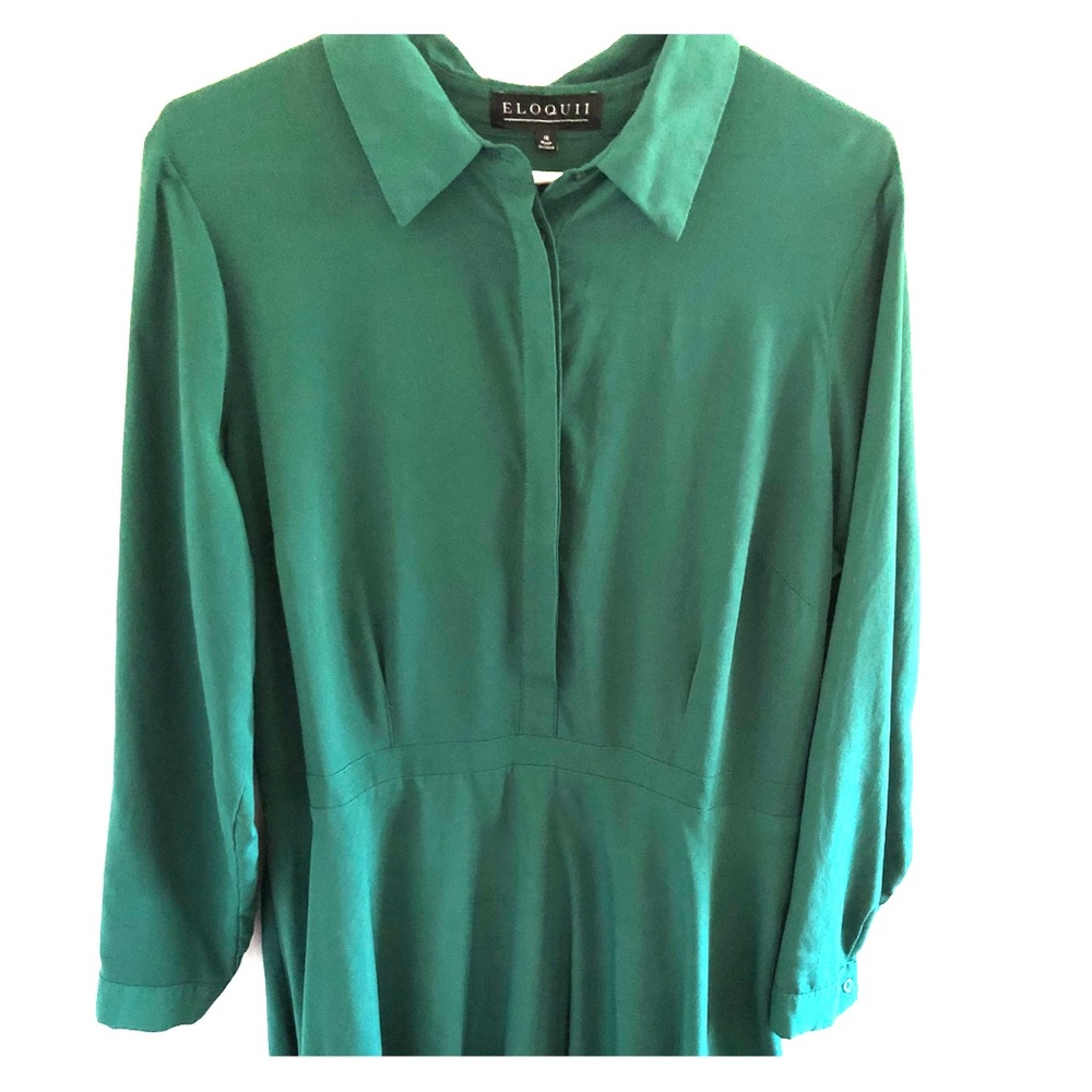 Dark green knee length dress with collar
